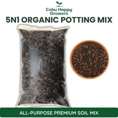 5n1 Organic Potting Mix – all-purpose soil blend by Cebu Happy Growers for vegetables, fruits, flowers, and houseplants.