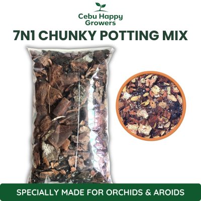 7-in-1 chunky potting mix for aroids by Cebu Happy Growers, well-draining soil for monstera, philodendron, and anthurium.