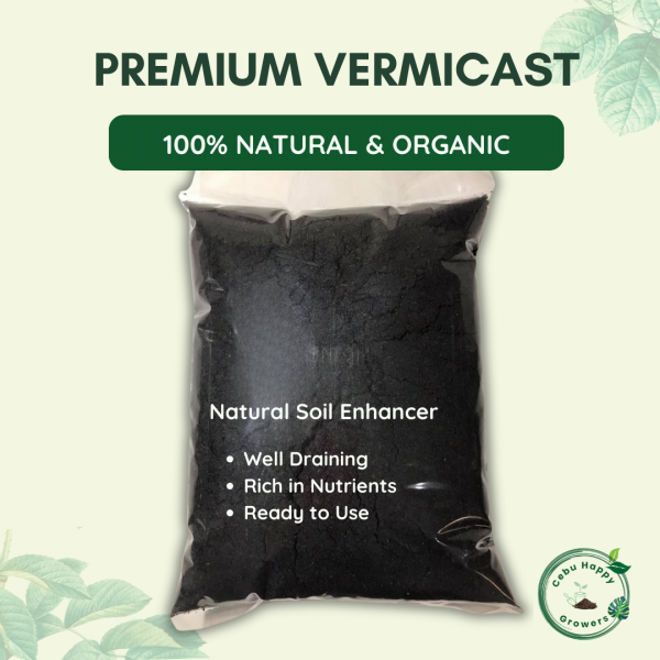 Cebu Happy Growers Premium Vermicast, natural and chemical-free soil enhancer for vegetables, fruits, flowers, and potted plants