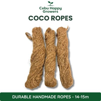 Handmade coco rope made from natural coconut coir fiber for hanging pots, coco poles, and plant support.