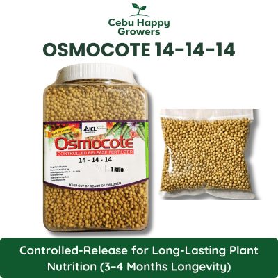 Osmocote 14-14-14 controlled-release fertilizer with balanced NPK for steady plant growth.