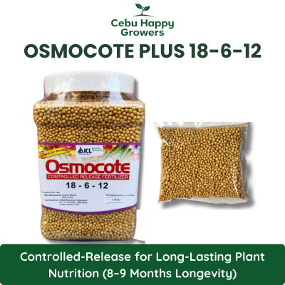 Osmocote 18-6-12 controlled-release fertilizer providing balanced plant nutrition for up to 8–9 months.